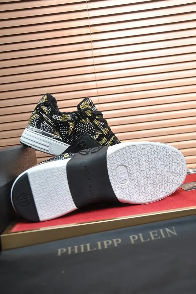 Philipp Plein Black Gold Crystal-Embellished Snake-Print Pattern Lifestyle Sneakers 3