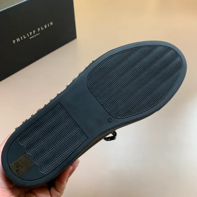 Philipp Plein Negro Dorado Cuero Similar Superior Logo Impreso Cordones Zapatillas Lifestyle 3