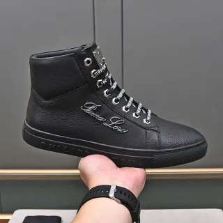 Philipp Plein Black Silver High-Top Pebbled Leather Lifestyle Sneakers