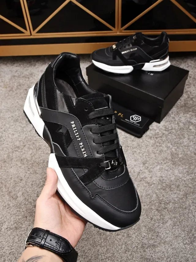 Philipp Plein Black White Chunky Midsole Mixed-Material Upper Lifestyle Sneakers 2