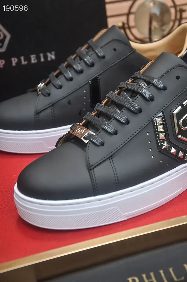Philipp Plein काला सफेद चमड़ा ऊपरी प्लेटफॉर्म सोल लाइफस्टाइल स्नीकर 4