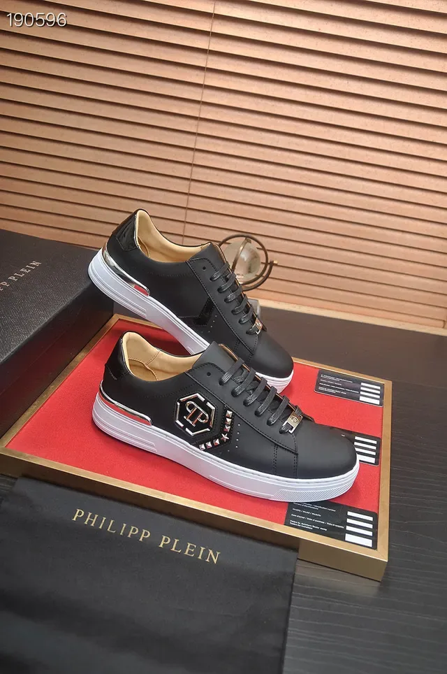 Philipp Plein काला सफेद चमड़ा ऊपरी प्लेटफॉर्म सोल लाइफस्टाइल स्नीकर 6