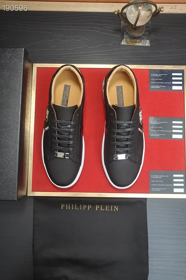 Philipp Plein काला सफेद चमड़ा ऊपरी प्लेटफॉर्म सोल लाइफस्टाइल स्नीकर 7