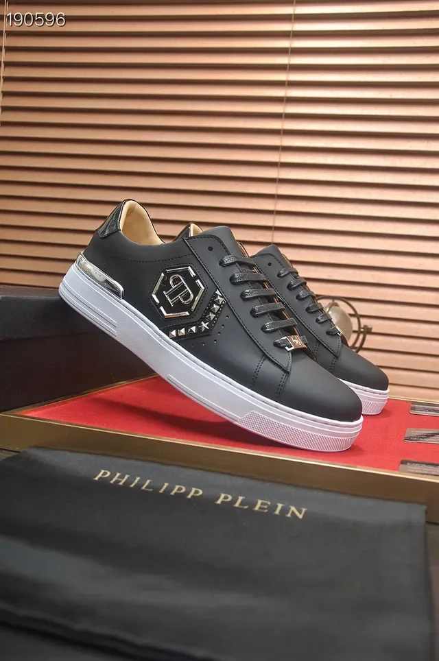 Philipp Plein काला सफेद चमड़ा ऊपरी प्लेटफॉर्म सोल लाइफस्टाइल स्नीकर 8