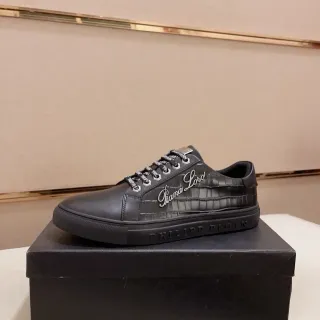 Philipp Plein Diana Lord Black Leather Croc-Embossed Lifestyle Sneaker