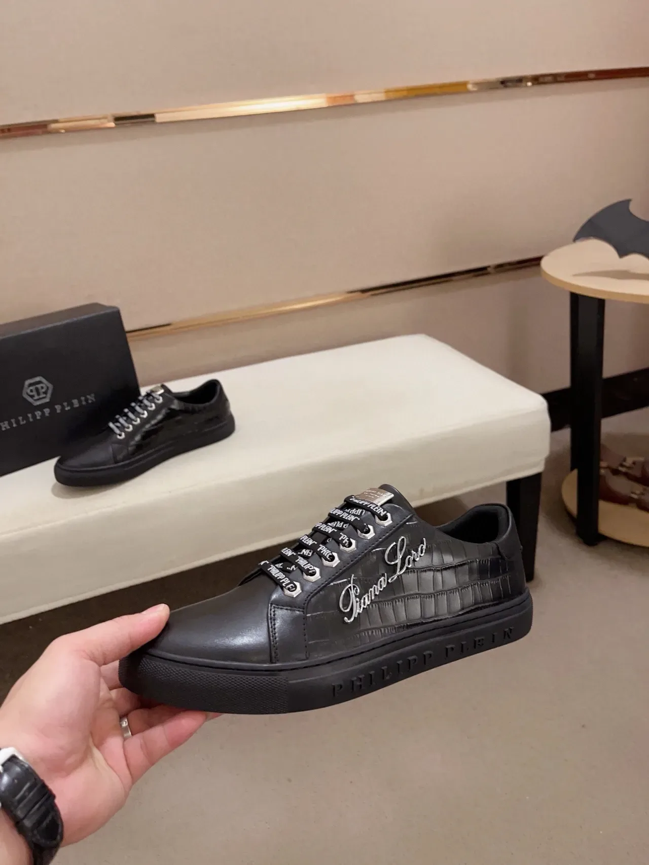 Philipp Plein Diana Lord Zapatillas Lifestyle Cuero Negro Croc Embossed 4