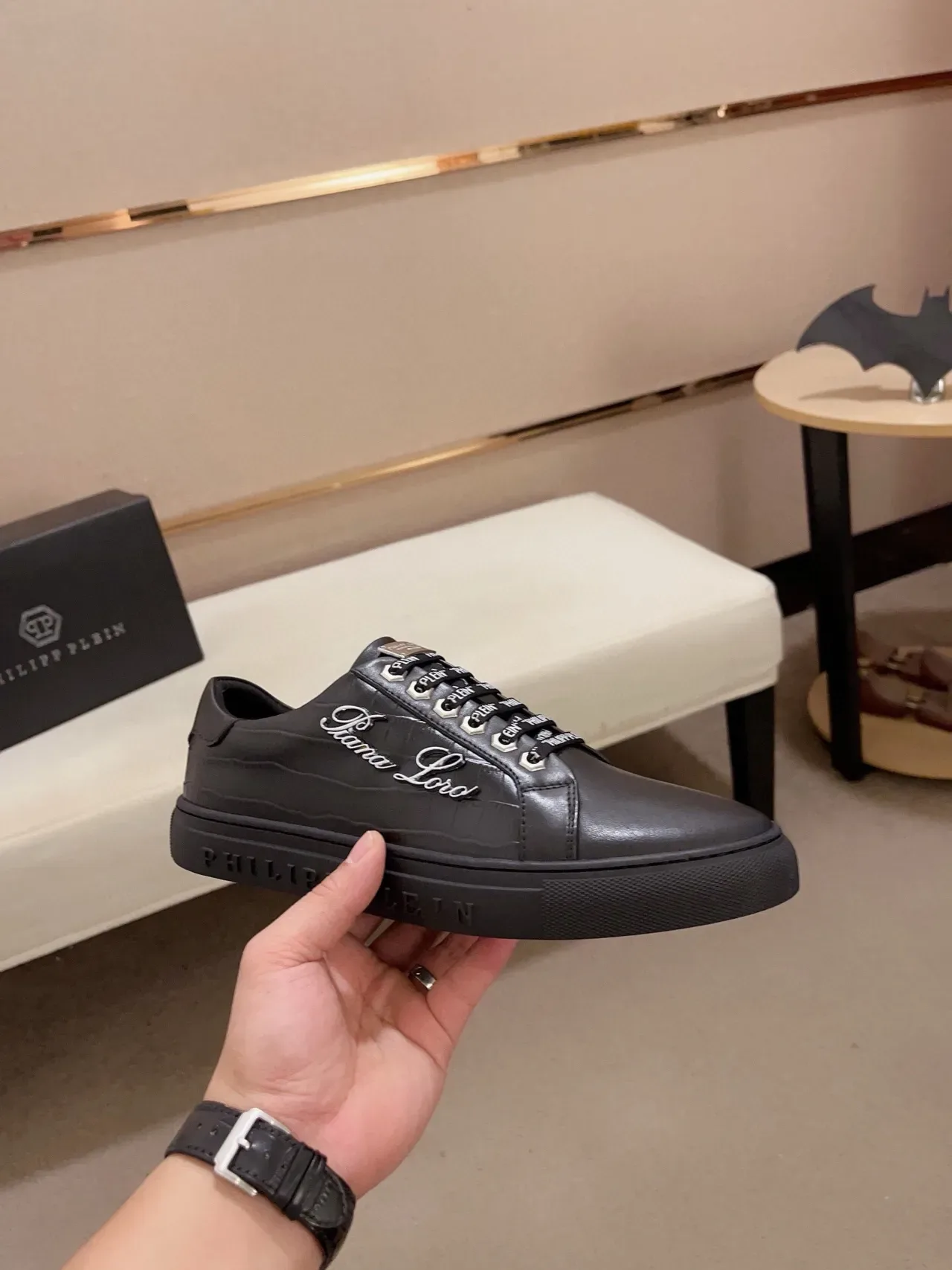 Philipp Plein Diana Lord Zapatillas Lifestyle Cuero Negro Croc Embossed 5