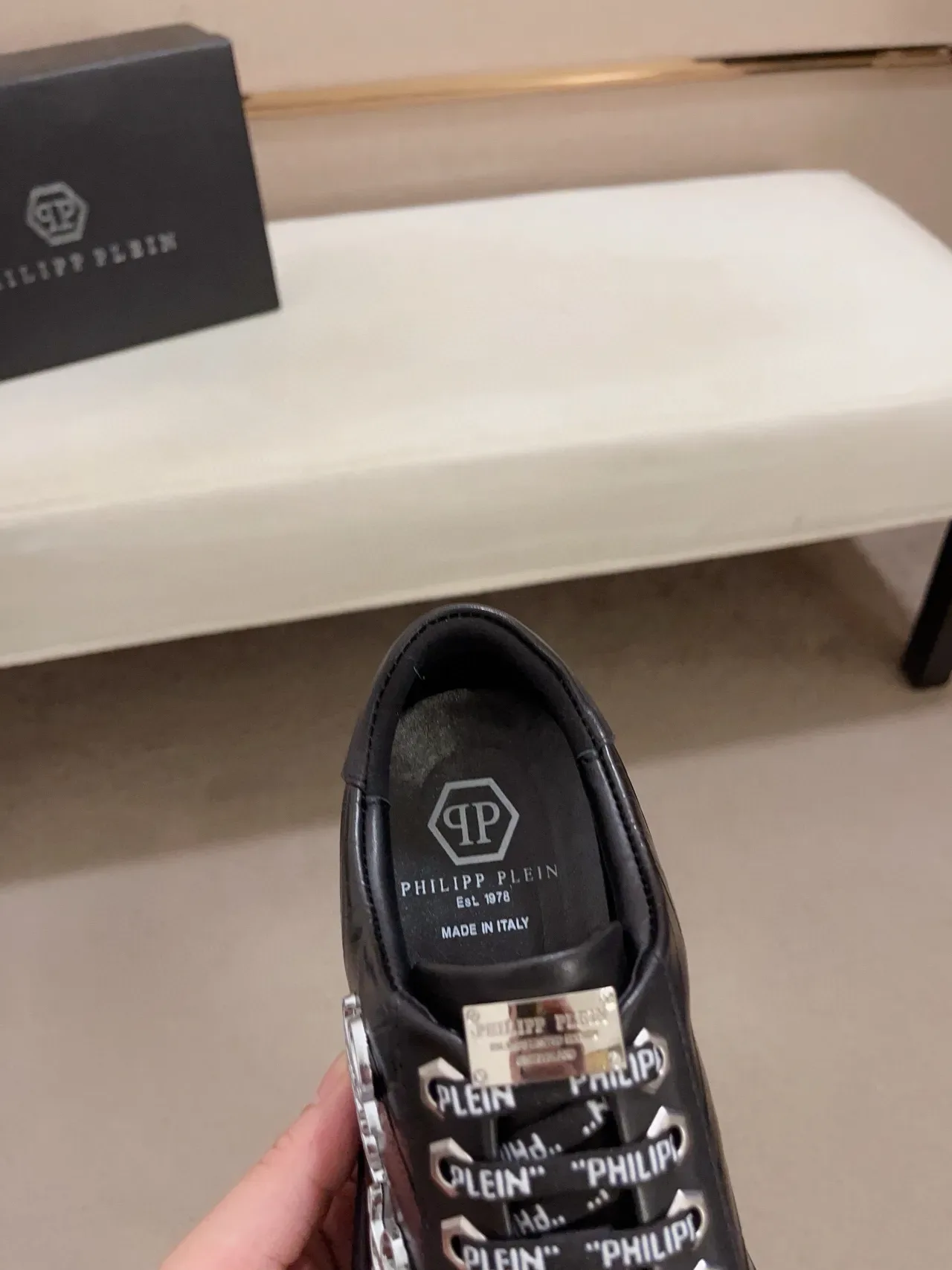 Philipp Plein Diana Lord Zapatillas Lifestyle Cuero Negro Croc Embossed 7