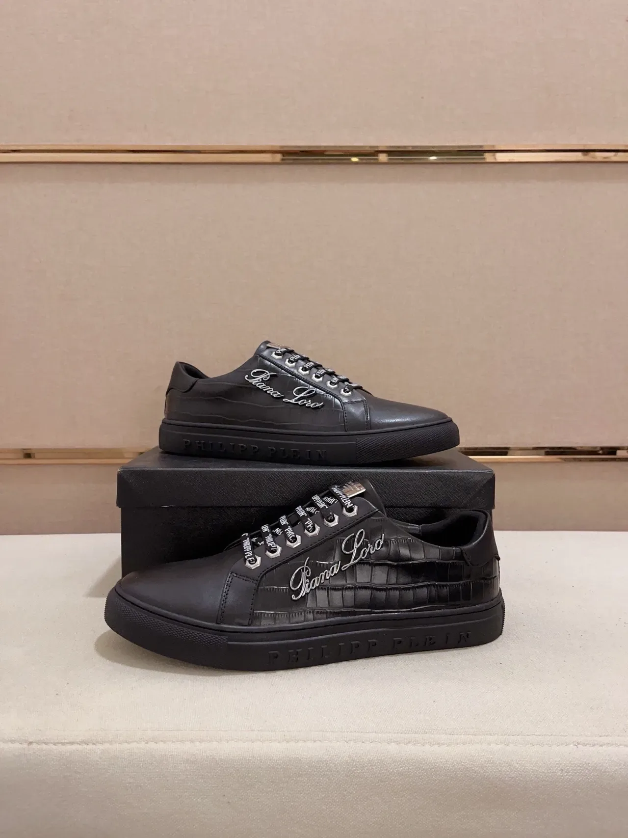 Philipp Plein Diana Lord Zapatillas Lifestyle Cuero Negro Croc Embossed 8
