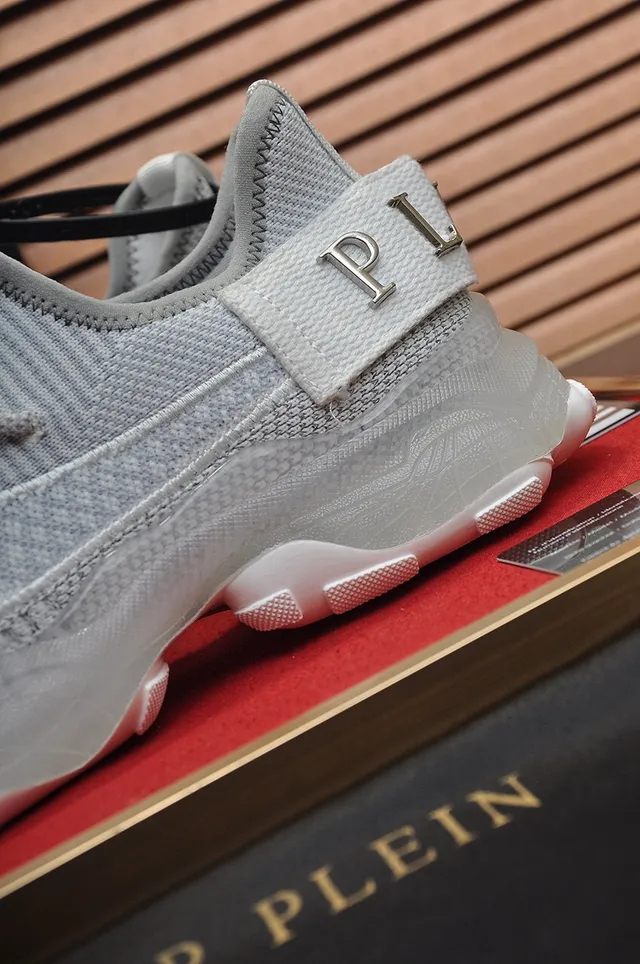Philipp Plein Gris Blanc Tissu Supérieur Semelle Sculptée Épaisse Chaussures Lifestyle 2