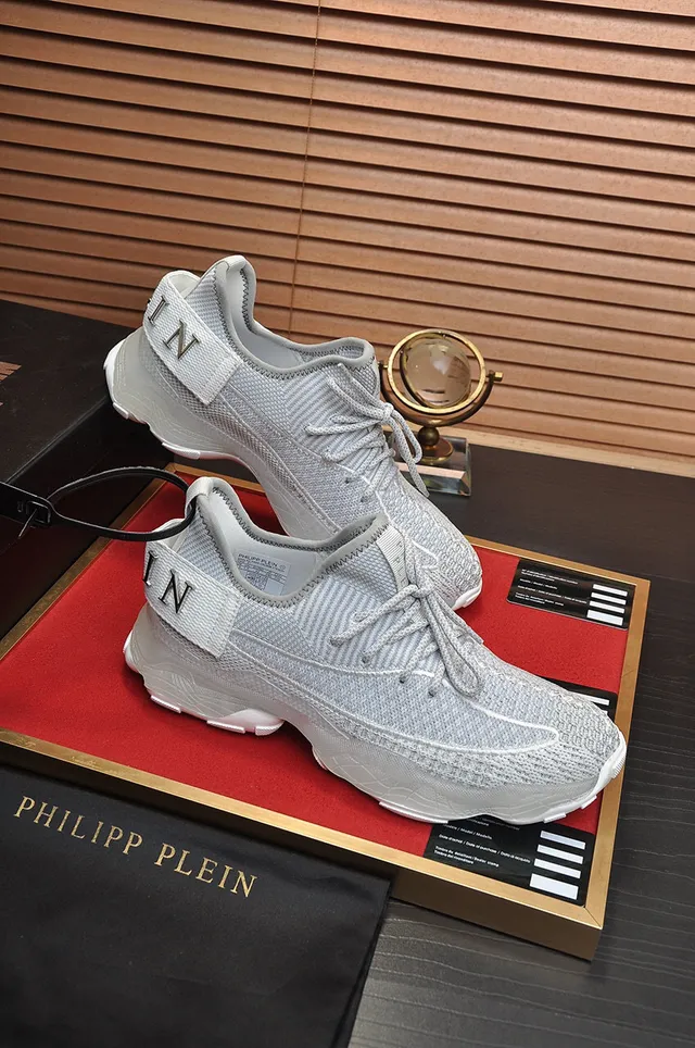 Philipp Plein Gris Blanc Tissu Supérieur Semelle Sculptée Épaisse Chaussures Lifestyle 5