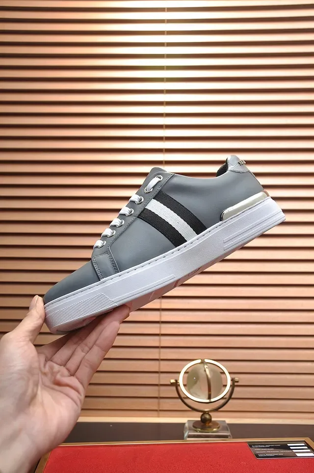 Philipp Plein Gray White Leather Upper Metallic Heel Tab Lifestyle Sneakers 6