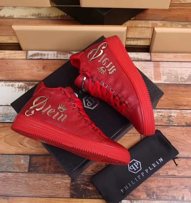 Philipp Plein 高帮单色红色生活方式运动鞋 3
