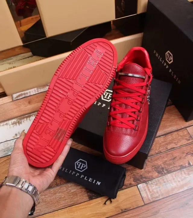 Philipp Plein 高帮单色红色生活方式运动鞋 4