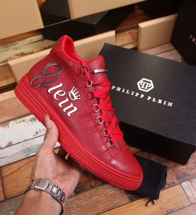 Philipp Plein 高帮单色红色生活方式运动鞋 5