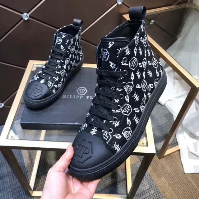 Philipp Plein হাই-টপ মোনোগ্রাম প্রিন্ট ব্ল্যাক লাইফস্টাইল স্নিকার 3