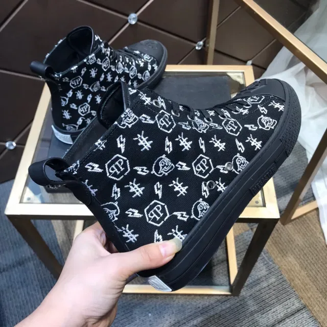 Philipp Plein হাই-টপ মোনোগ্রাম প্রিন্ট ব্ল্যাক লাইফস্টাইল স্নিকার 5