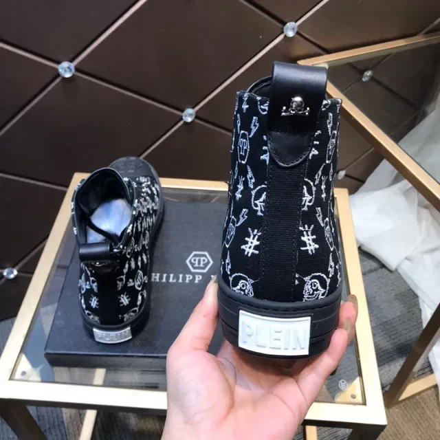 Philipp Plein হাই-টপ মোনোগ্রাম প্রিন্ট ব্ল্যাক লাইফস্টাইল স্নিকার 6