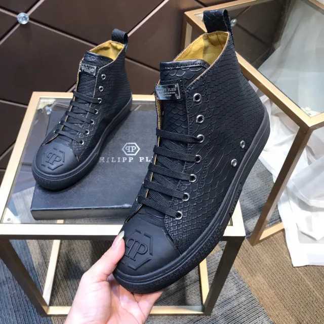 Philipp Plein حذاء رياضي أصلي أسود بيج جلد مطبوع ثعبان نمط حياة 3