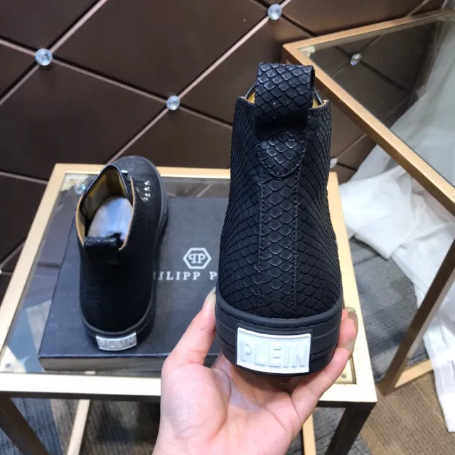 Philipp Plein حذاء رياضي أصلي أسود بيج جلد مطبوع ثعبان نمط حياة 7