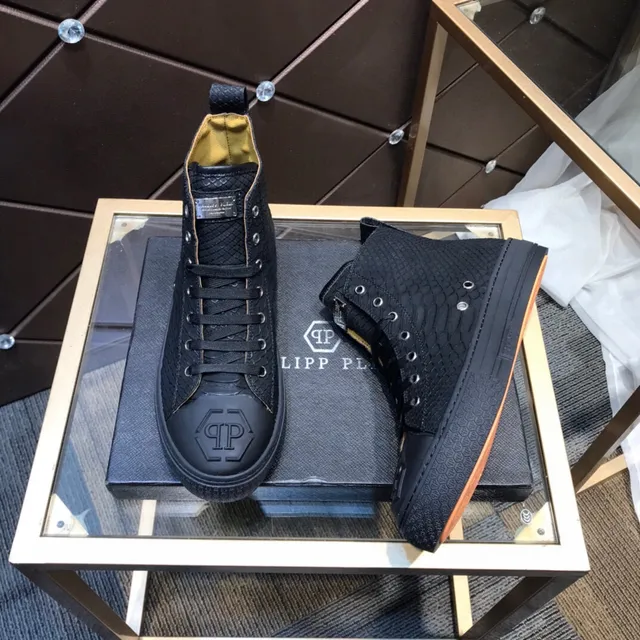 Philipp Plein حذاء رياضي أصلي أسود بيج جلد مطبوع ثعبان نمط حياة 8