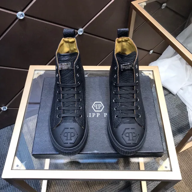 Philipp Plein حذاء رياضي أصلي أسود بيج جلد مطبوع ثعبان نمط حياة 9