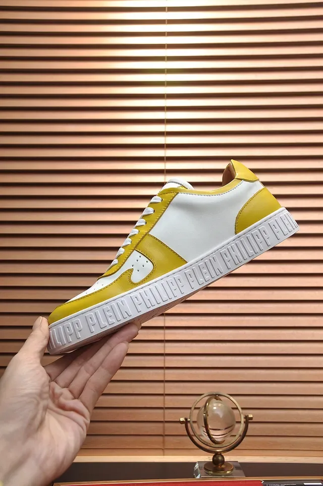 Philipp Plein Lifestyle Sneaker Amarelo Branco Low-Top Couro Superior Lifestyle Sneakers 6