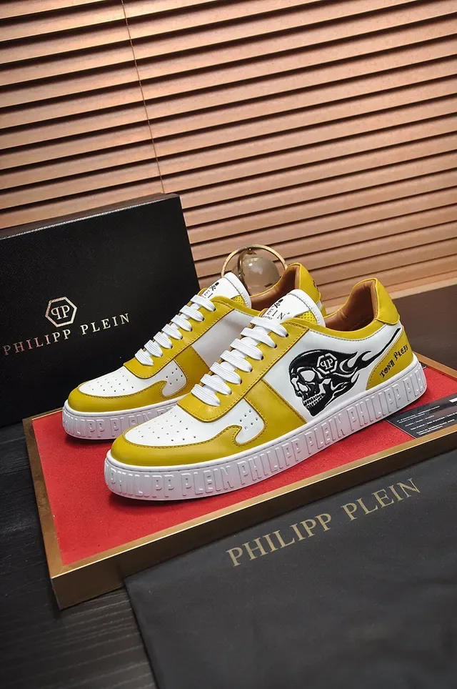 Philipp Plein Lifestyle Sneaker Amarelo Branco Low-Top Couro Superior Lifestyle Sneakers 7