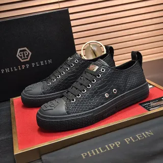 Philipp Plein Megastar Black Snake-Embossed Leather Lifestyle Sneakers