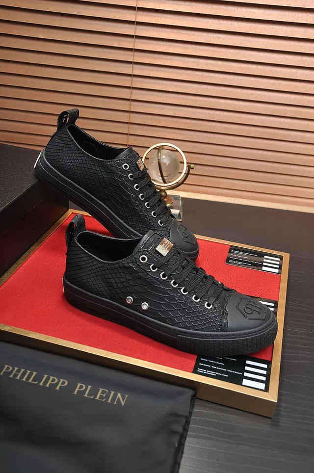 Philipp Plein Megastar Black Snake-Embossed Leather Lifestyle Sneakers 4