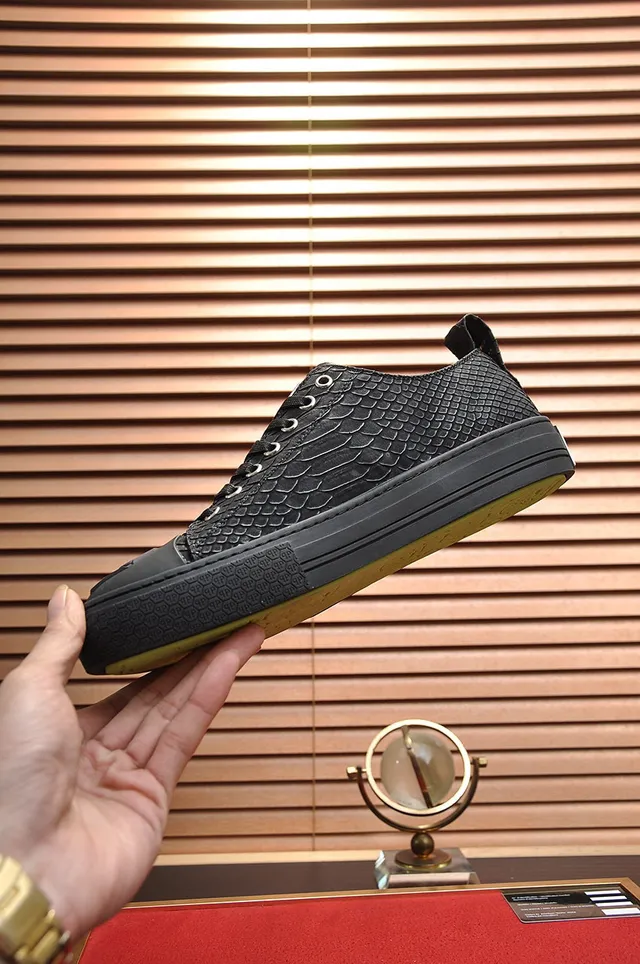 Philipp Plein Megastar Black Snake-Embossed Leather Lifestyle Sneakers 6