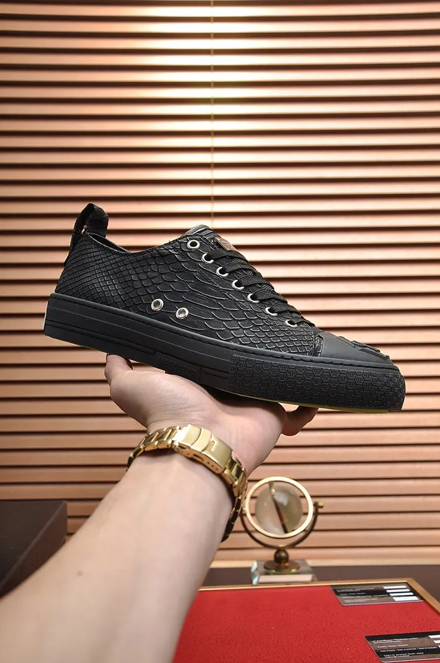 Philipp Plein Megastar Black Snake-Embossed Leather Lifestyle Sneakers 7