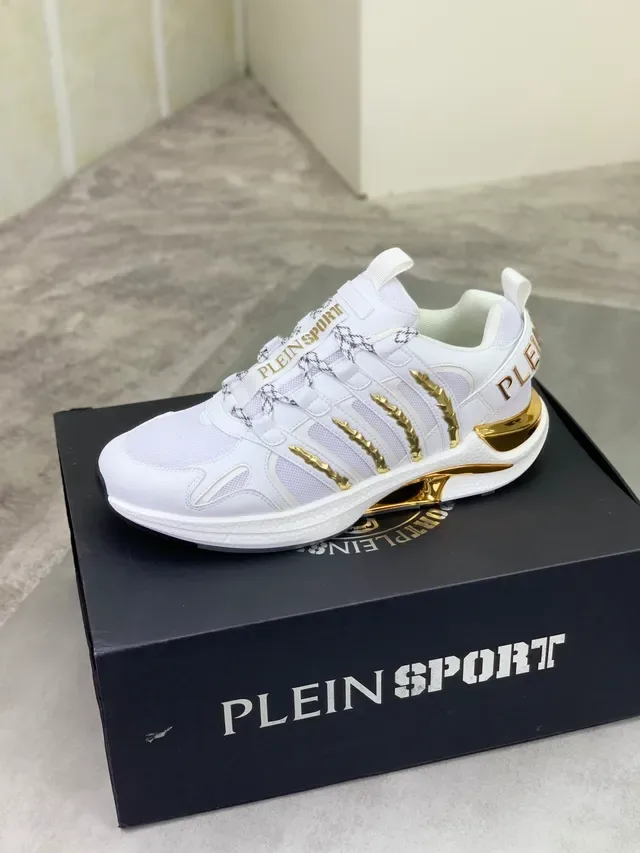 Philipp Plein Sport أحذية رياضية ستايل لايف ستايل أبيض وذهبي مدبب 6