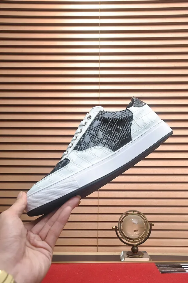 Philipp Plein Zapatillas Lifestyle de Cuero Blanco y Negro 5