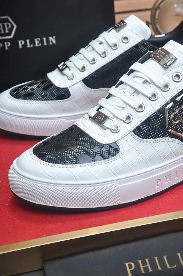 Philipp Plein Zapatillas Lifestyle de Cuero Blanco y Negro 8