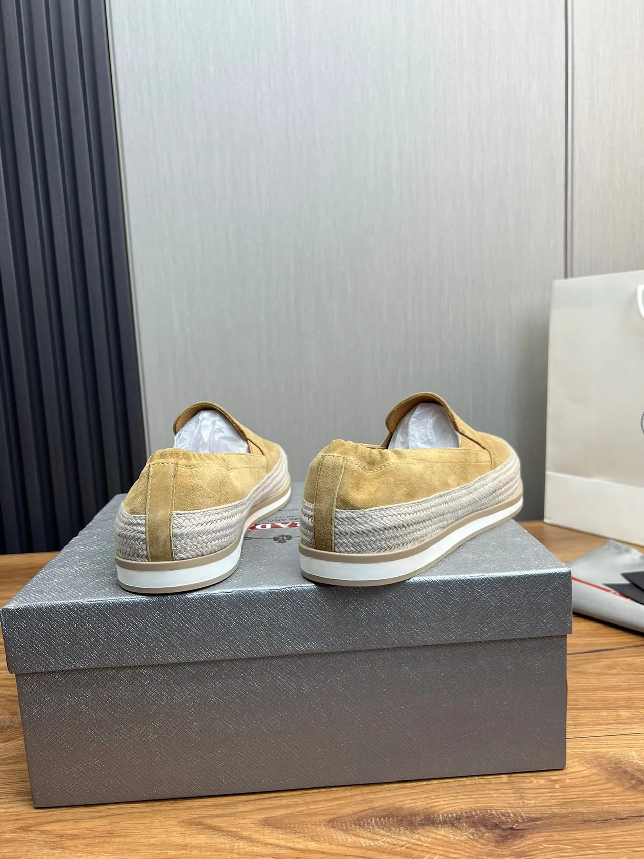 Prada Beige White Suede Upper Elasticated Collar Casual Shoes 6
