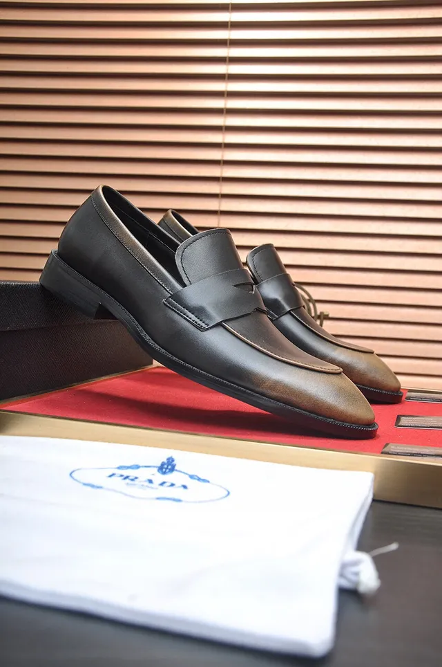 Prada Black Brown Penny Strap Two-Tone Leather Loafer 3