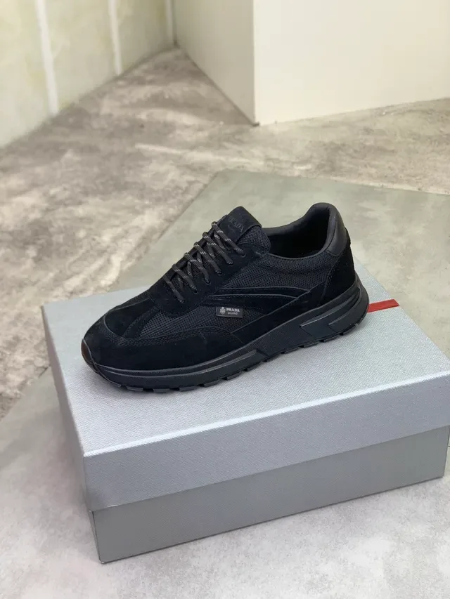 Prada Black Suede and Mesh Lifestyle Sneaker 4