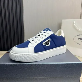 普拉达蓝白低帮平台鞋底生活方式运动鞋
