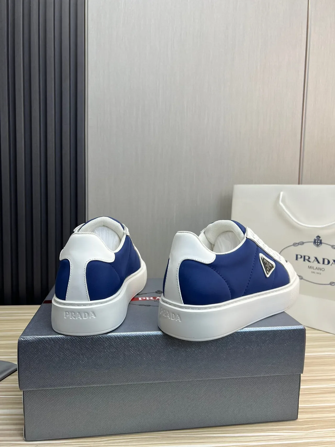 Prada Blue White Low-Top Platform Sole Lifestyle Sneakers 4