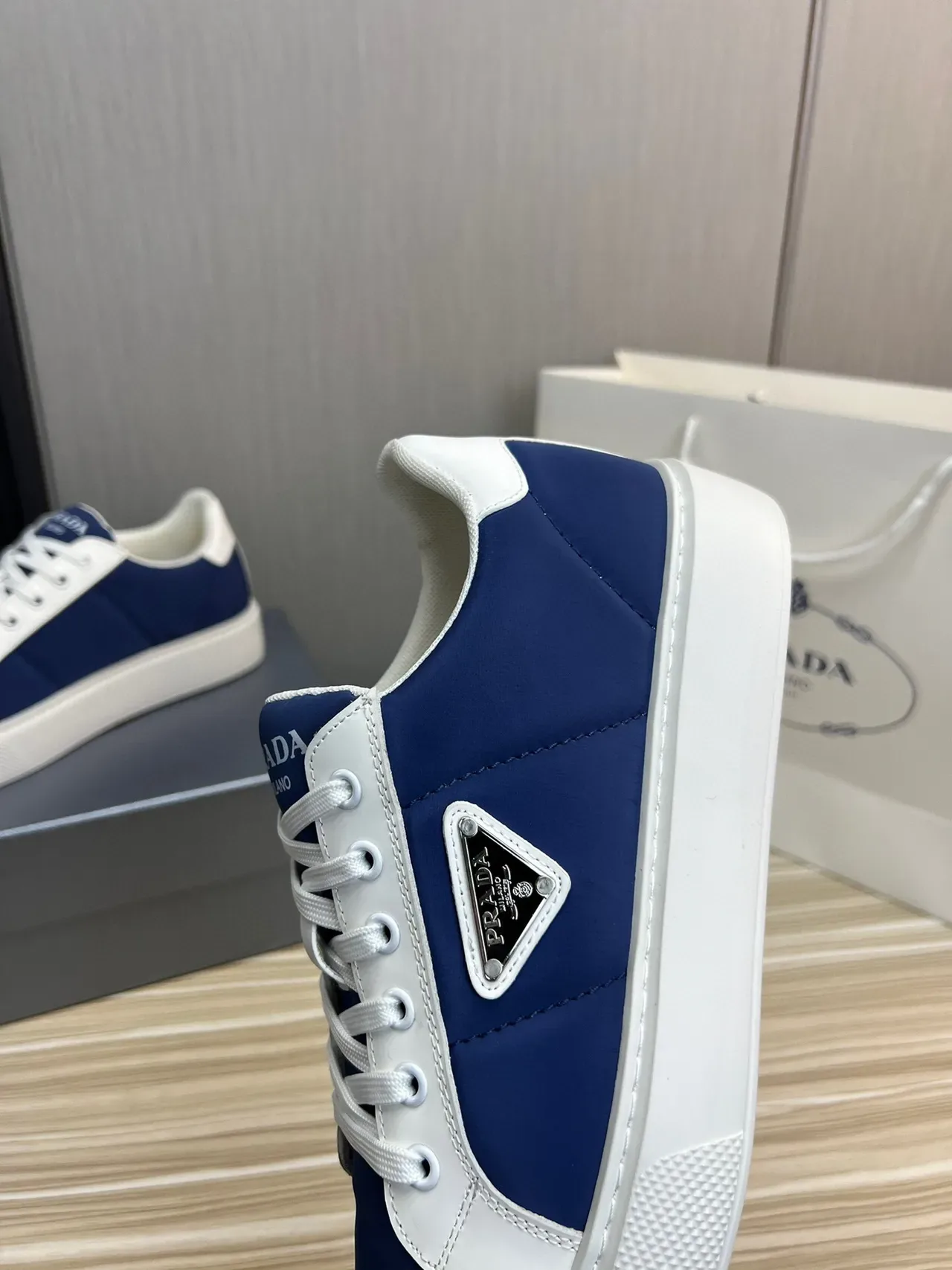 Prada Blue White Low-Top Platform Sole Lifestyle Sneakers 8