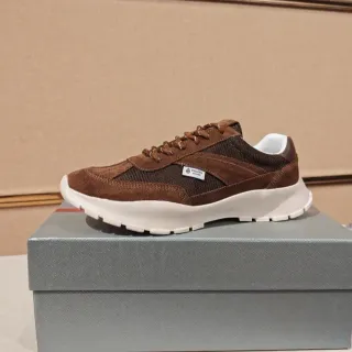 Prada Brown Suede and Mesh White Sole Lifestyle Sneaker