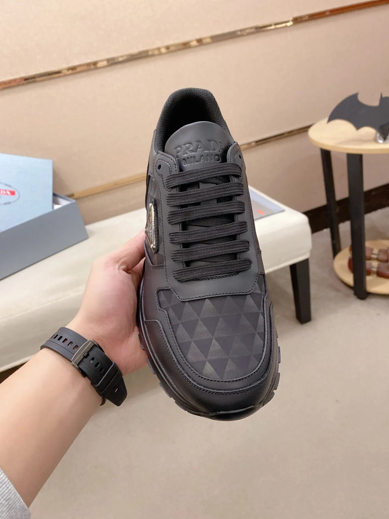 Prada Cloudbust All-Black Leather Lifestyle Sneaker 5