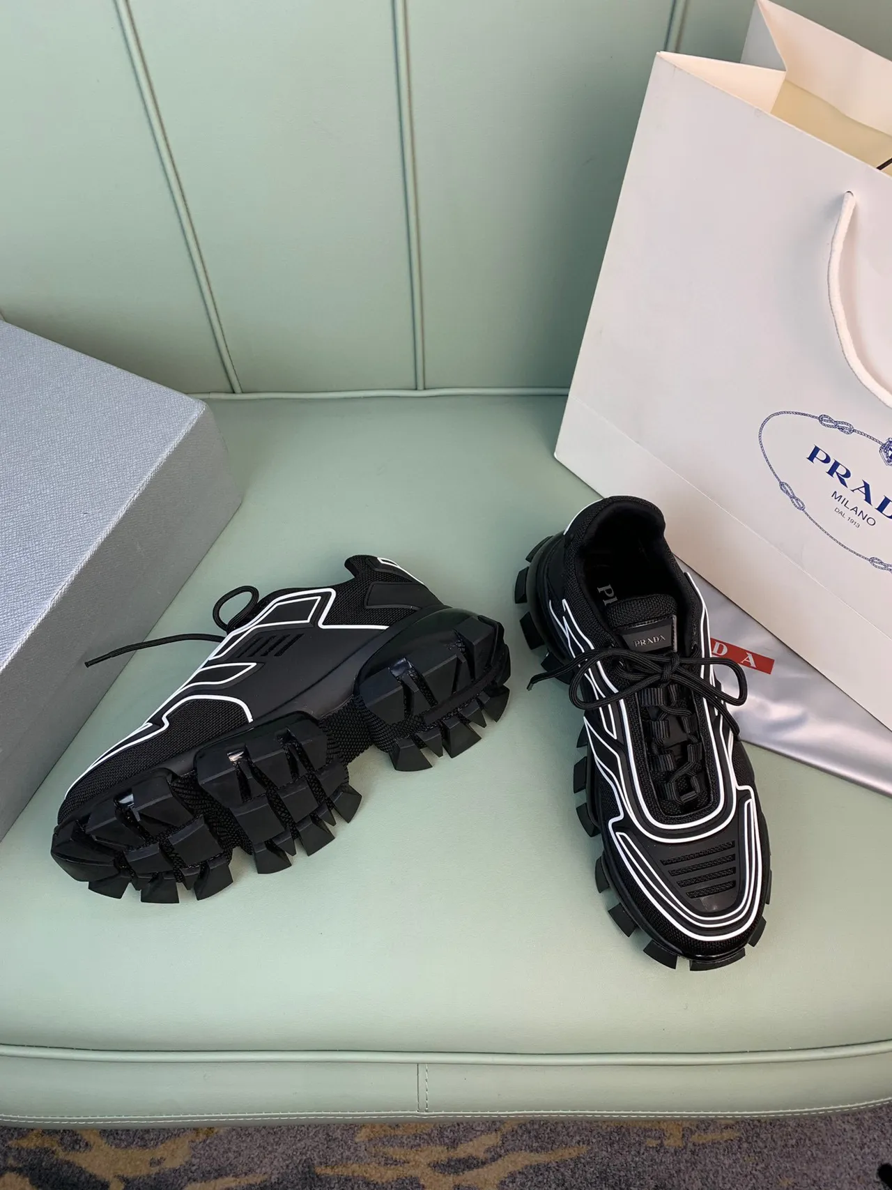 Prada Cloudbust Black and White Chunky Sneakers 5