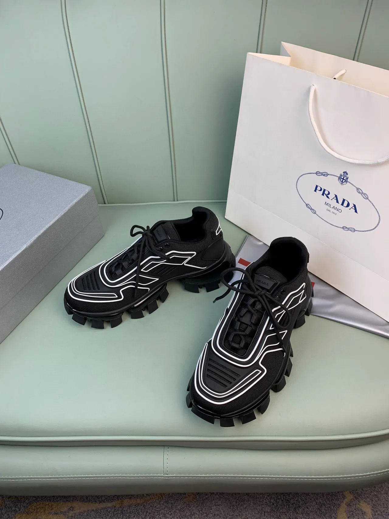 Prada Cloudbust Black and White Chunky Sneakers 8
