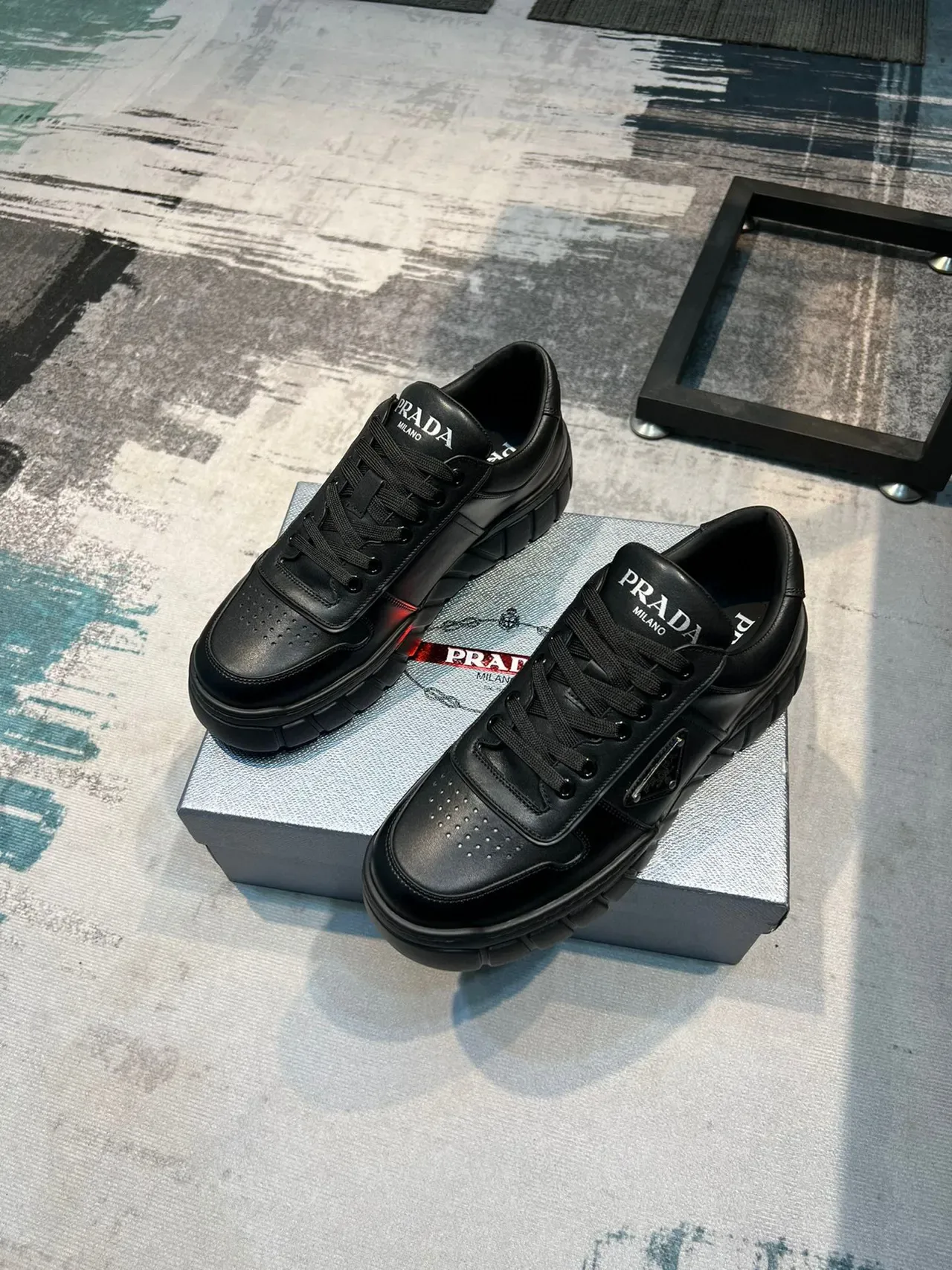 Prada Cloudbust Black Leather Lifestyle Sneakers 4