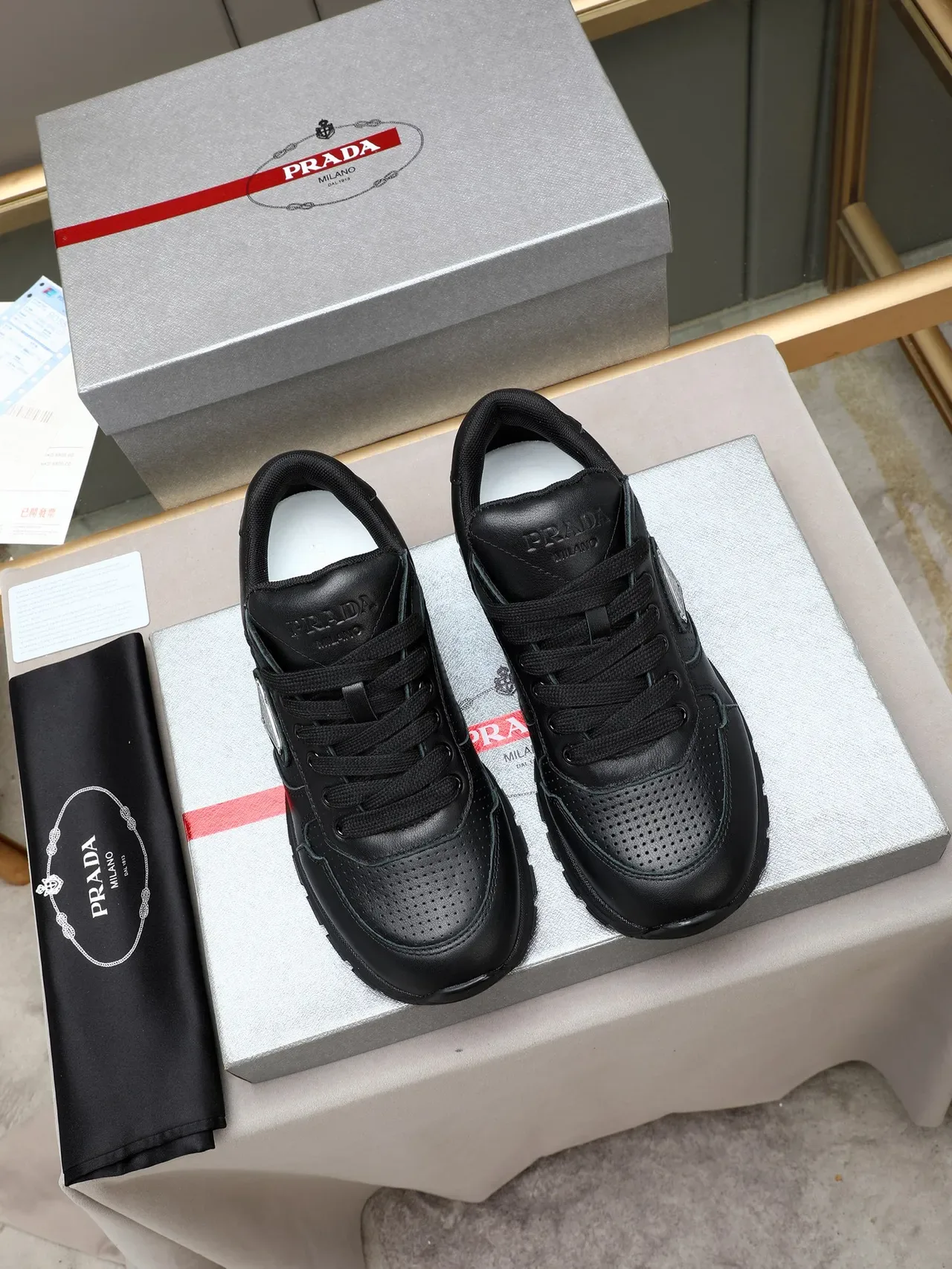 Prada Cloudbust Black Leather Lifestyle Sneakers 3
