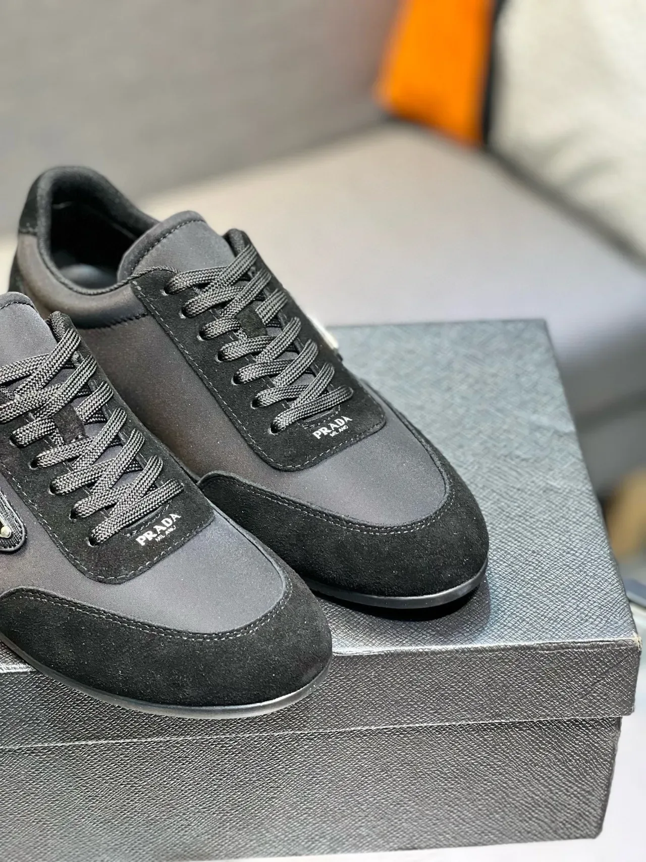 Prada Cloudbust Black Low-Top Suede-and-Synthetic Lifestyle Sneakers 6