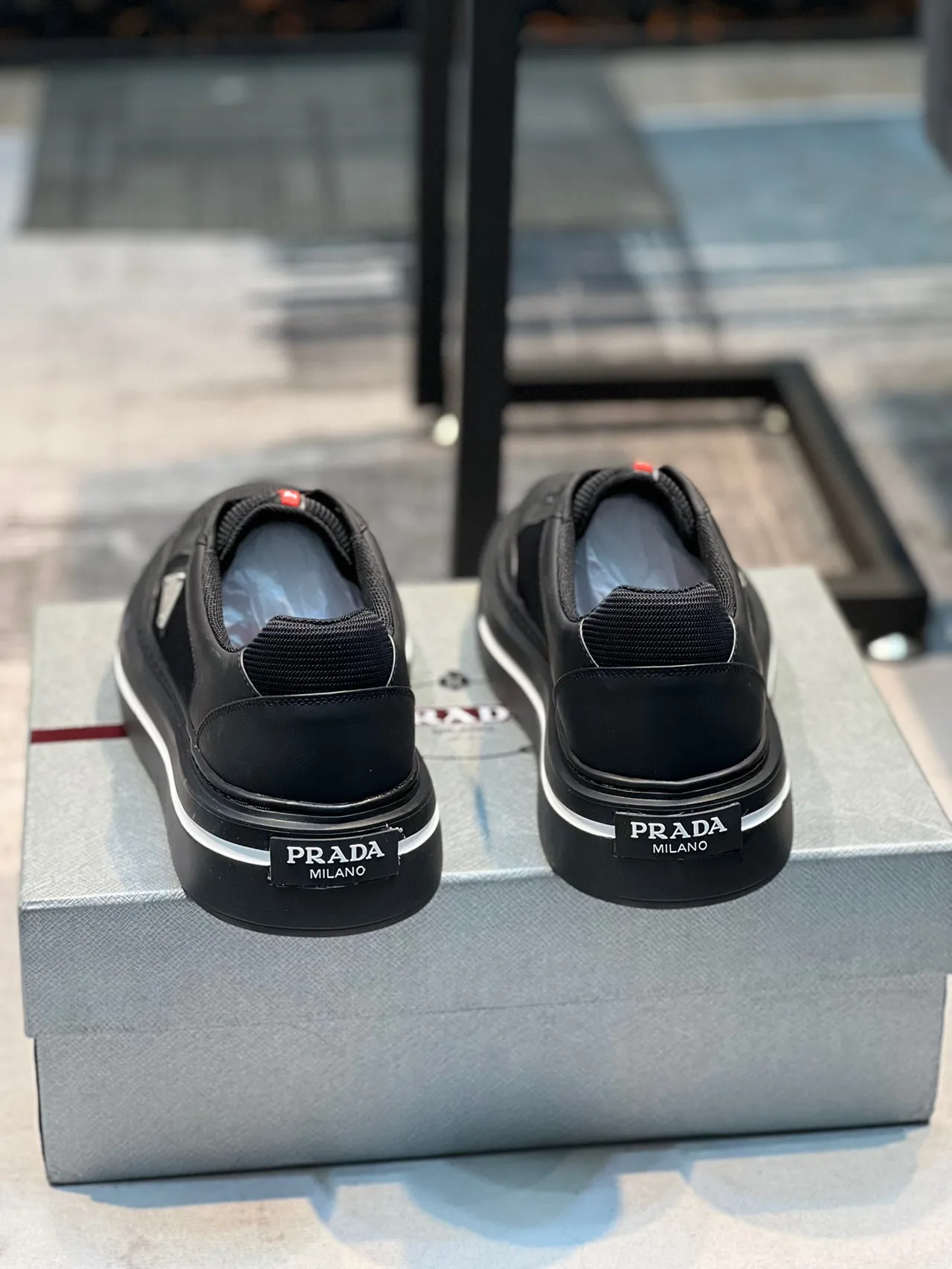 Prada Cloudbust Black Mesh and Leather Lifestyle Sneakers 2