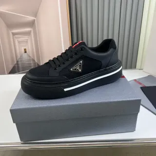 Prada Cloudbust Black Mesh and Leather Platform Lifestyle Sneakers